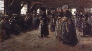 Max Liebermann The Flax Spinners painting